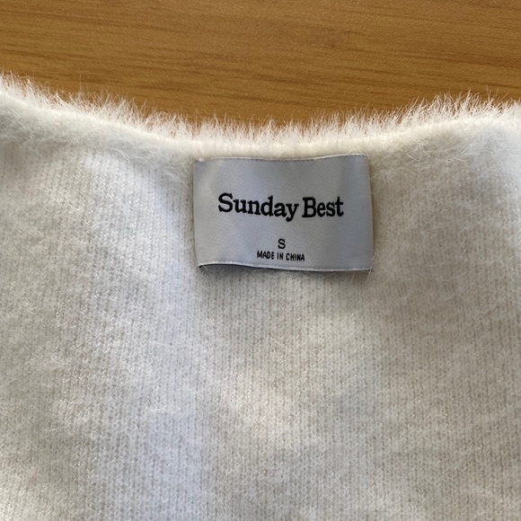 Sunday Best Elsie Sweater Sweetheart Neckline Fuzzy Knit Size Small - Picture 5 of 6